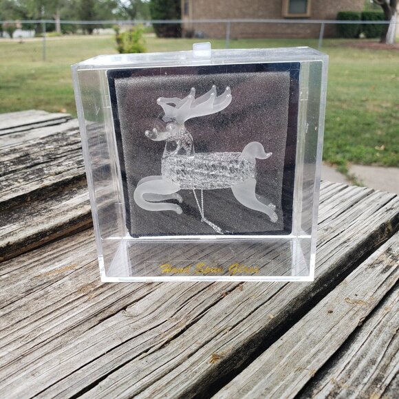 Vtg Unique Treasure Hand Spun Glass Reindeer‎ Deer Glitter Christmas Ornament - Picture 1 of 10